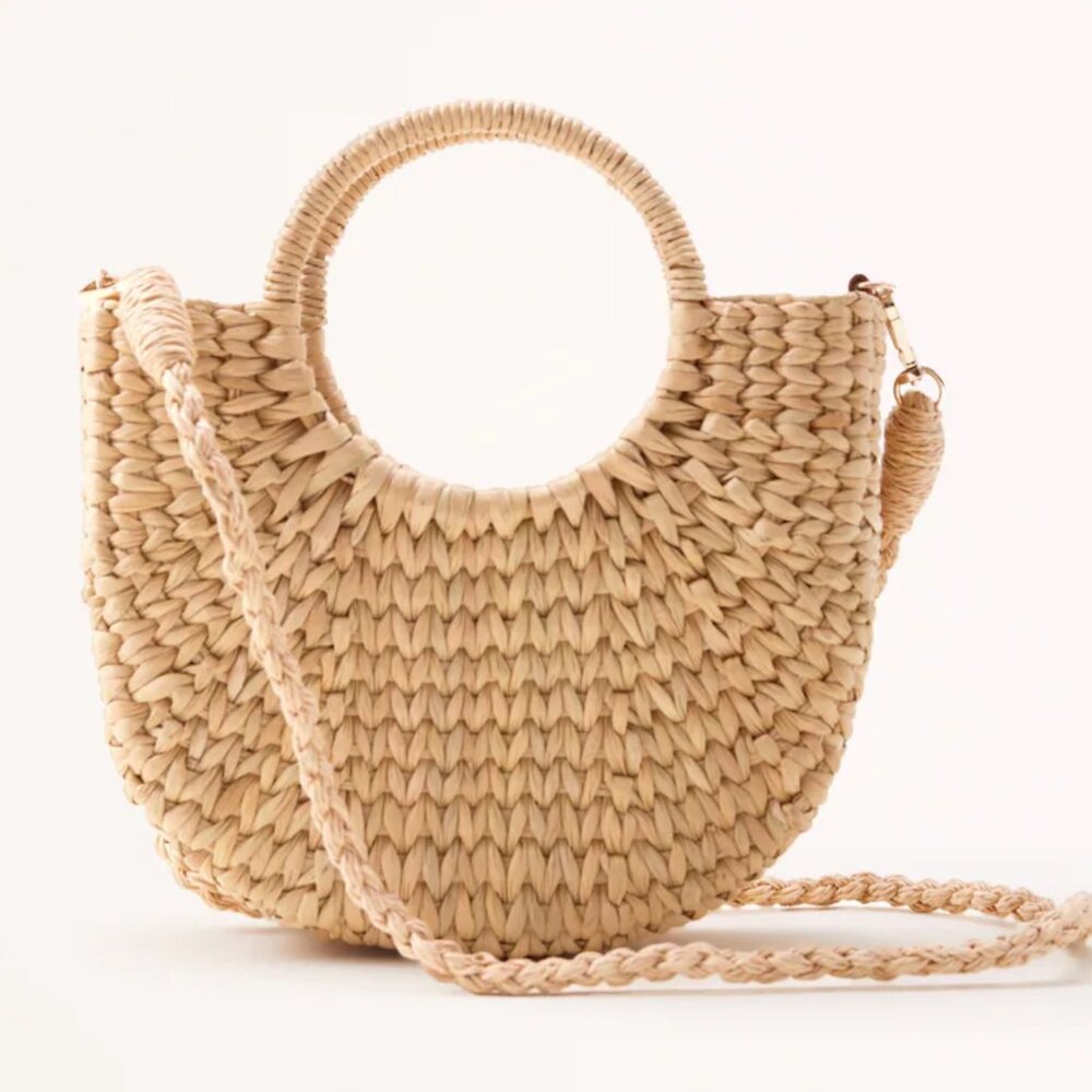 Abercrombie & Fitch Structured Straw Basket Bag
